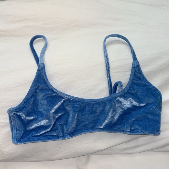 Blue velvet triangle bikini set - Picture 2 of 5